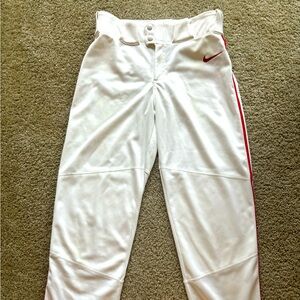 Nike baseball pants youth xl. White with red piping.